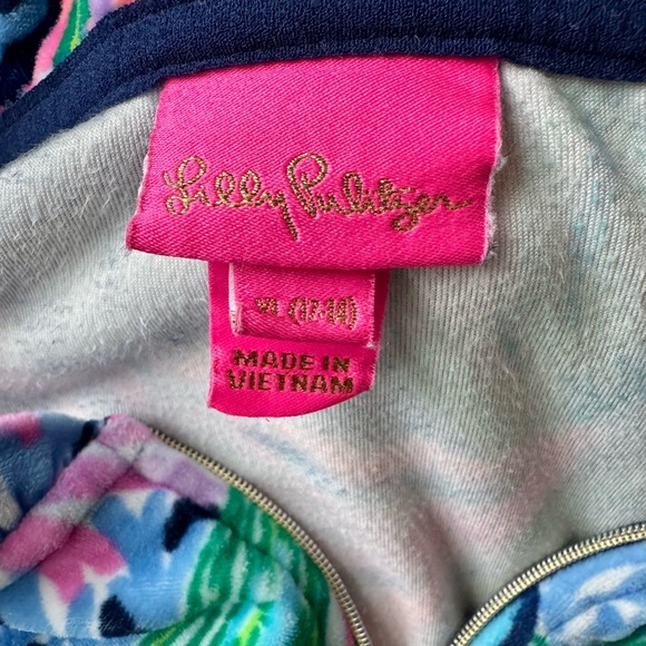 Lilly Pulitzer Girls Bringing Mermaid Back Velour Zip Jacket Resort Top XL 12 - Picture 6 of 6